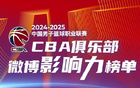  CBA賽季微博影響力榜首遼寧，京粵緊隨其后。